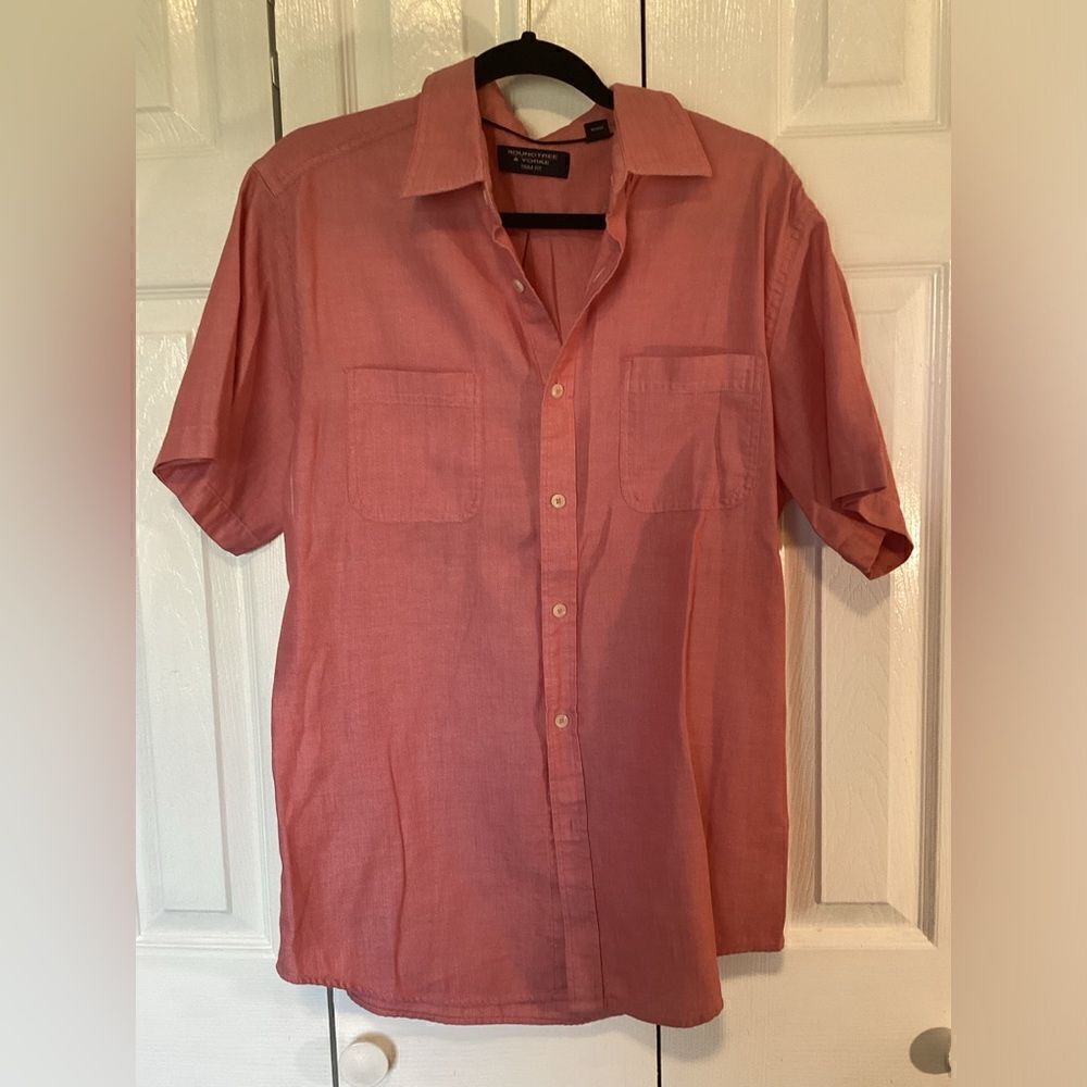 Roundtree & Yorke - Men’s Trim Red & White Button Up shirt - L